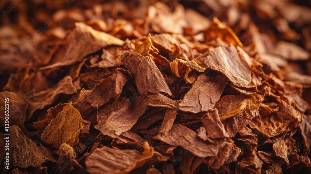 Close-up view of dried tobacco leaves in a pile Close-up view of dried tobacco leaves in a pile