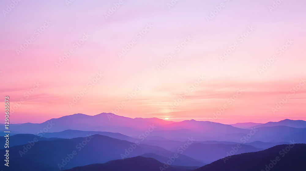 pastel sunset over a mountain range, with soft purple, pink, and peach colors filling the sky pastel sunset over a mountain range, with soft purple, pink, and peach colors filling the sky