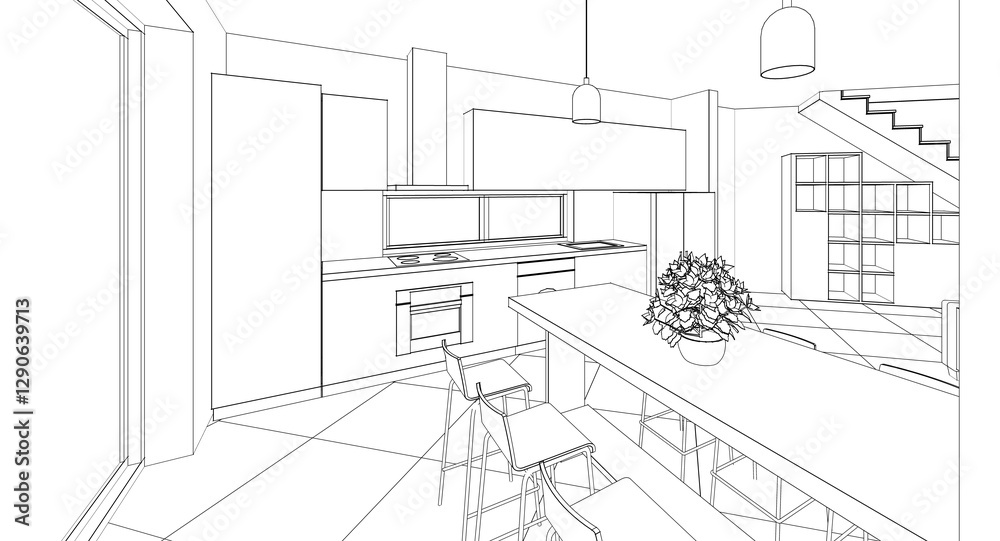 Fototapeta premium residential building interior 3d illustration