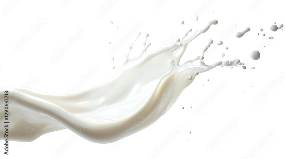 Dynamic splash of fresh milk, isolated on transparent background Dynamic splash of fresh milk, isolated on transparent background