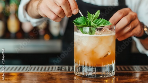 Closeup of a mixologist crafting cocktails at a stylish bar, Cocktail Culture, highlighting the fusion of nightlife and entertainment media