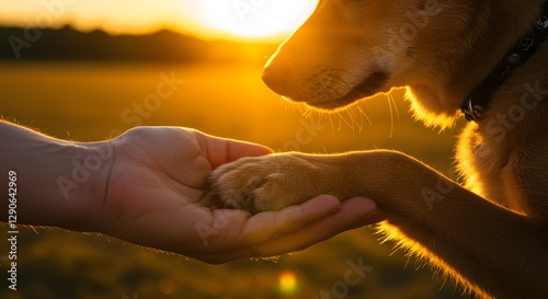 Golden Hour Pawshake: A Bond of Friendship