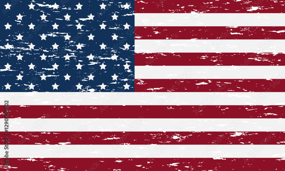 Fototapeta premium Flag of USA with grunge effect, american flag. Vector illustration, EPS 10
