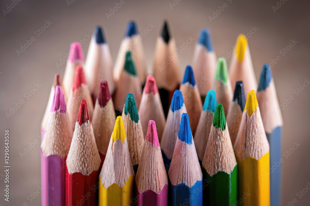 Colorful Pencil Tips in Close-Up Colorful Pencil Tips in Close-Up