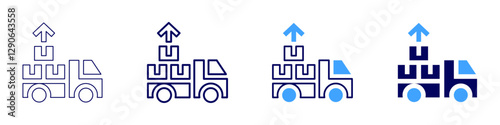 Truck engines icon in 4 different styles. Thin Line, Line, Bold Line, Duotone. Duotone style. Editable stroke