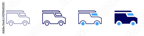 Truck equipment rental icon in 4 different styles. Thin Line, Line, Bold Line, Duotone. Duotone style. Editable stroke