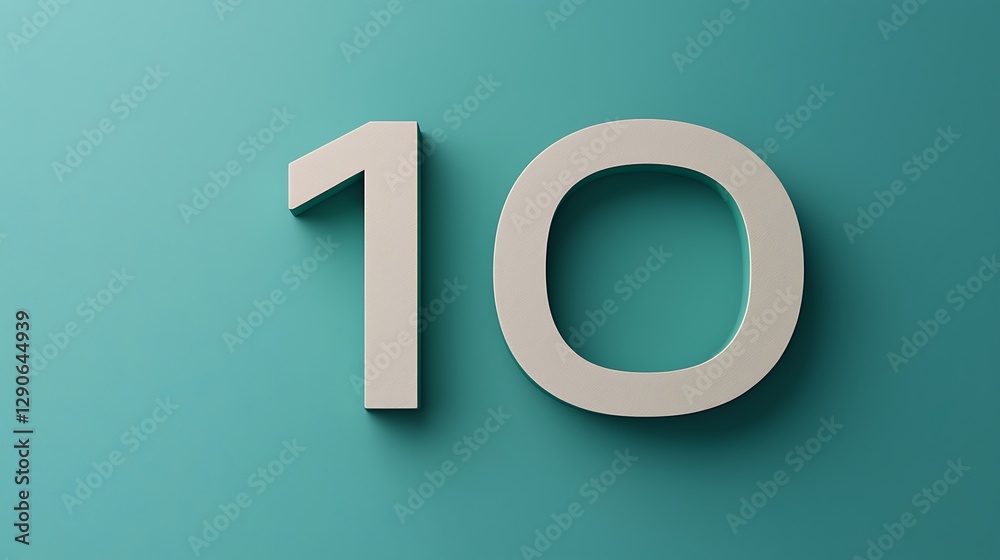 A minimalist design featuring the number 10 on a turquoise background, creating a modern and clean aesthetic. A minimalist design featuring the number 10 on a turquoise background, creating a modern and clean aesthetic.