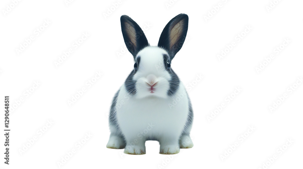 Obraz premium High-Resolution Full-Body Portrait of a Black and White Rabbit