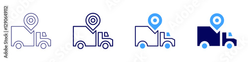 Truck tire replacement icon in 4 different styles. Thin Line, Line, Bold Line, Duotone. Duotone style. Editable stroke