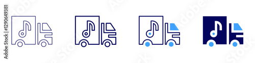 Truck towing capacity icon in 4 different styles. Thin Line, Line, Bold Line, Duotone. Duotone style. Editable stroke