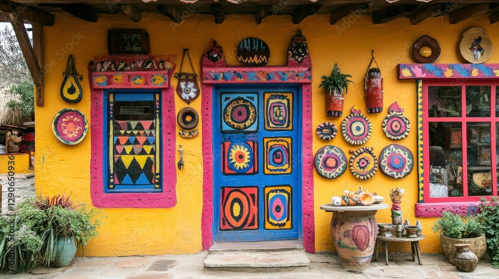 Fototapeta premium Vibrant Hand-Painted Mural on Building Side