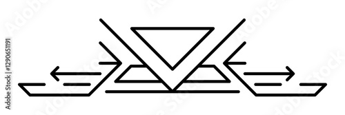 Line geometric element. Modern decorative curling divider.