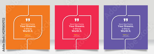 Social media post motivation quote template. 3D bubble testimonial banner, quote, infographic. Good for Inspirational speech bubbles, quote bubbles and text box.