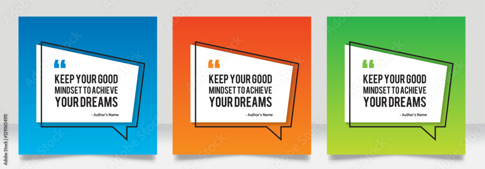 Obraz premium Social media post motivation quote template. 3D bubble testimonial banner, quote, infographic. Good for Inspirational speech bubbles, quote bubbles and text box.