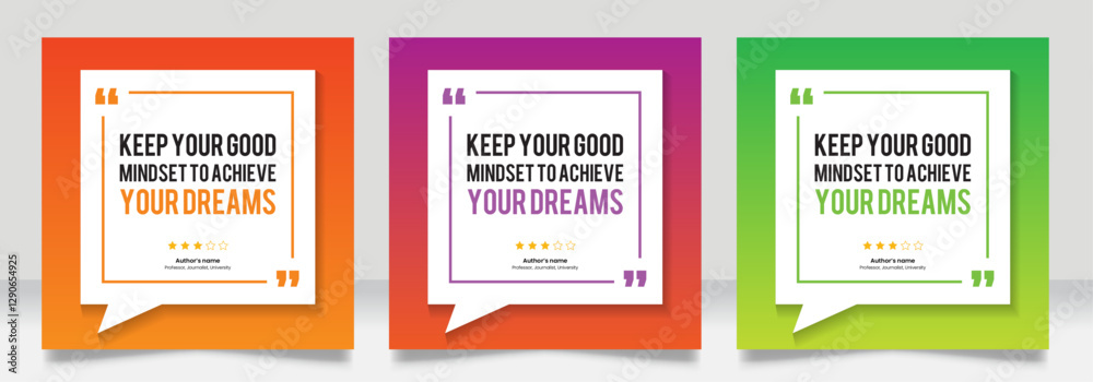 Social media post motivation quote template. 3D bubble testimonial banner, quote, infographic. Good for Inspirational speech bubbles, quote bubbles and text box.