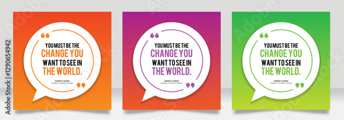 Social media post motivation quote template. 3D bubble testimonial banner, quote, infographic. Good for Inspirational speech bubbles, quote bubbles and text box.