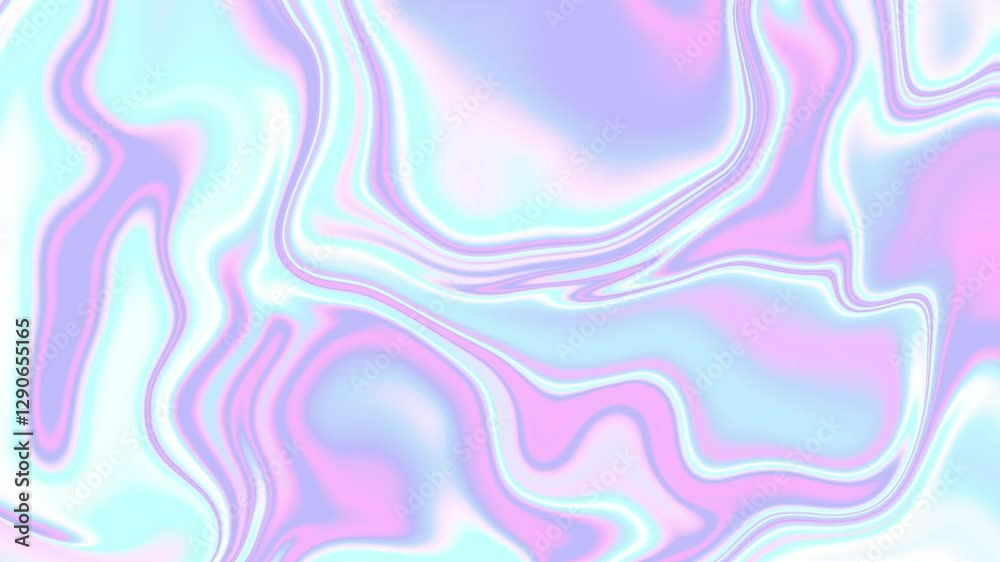 Abstract neon curved 3d Iridescent holographic metallic calm liquid mixing and moving  motion gradient satin texture 4k background backdrop loop
