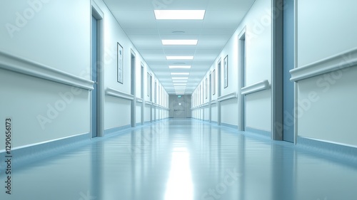 Wallpaper Mural Tranquil hospital hallway bathed in soft light, embodying serenity and sterility in a healing environment. Torontodigital.ca