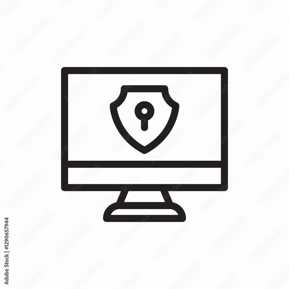 Computer security monitor icon vector sign Computer security monitor icon vector sign