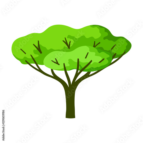 Stylized tree with leaves. Natural summer or spring image.