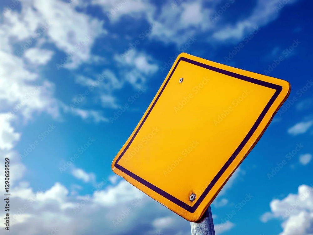 a blank Yellow road sign on a sky background. a blank Yellow road sign on a sky background.