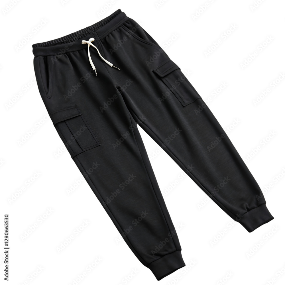Black casual sweatpants isolated on transparent background Black casual sweatpants isolated on transparent background