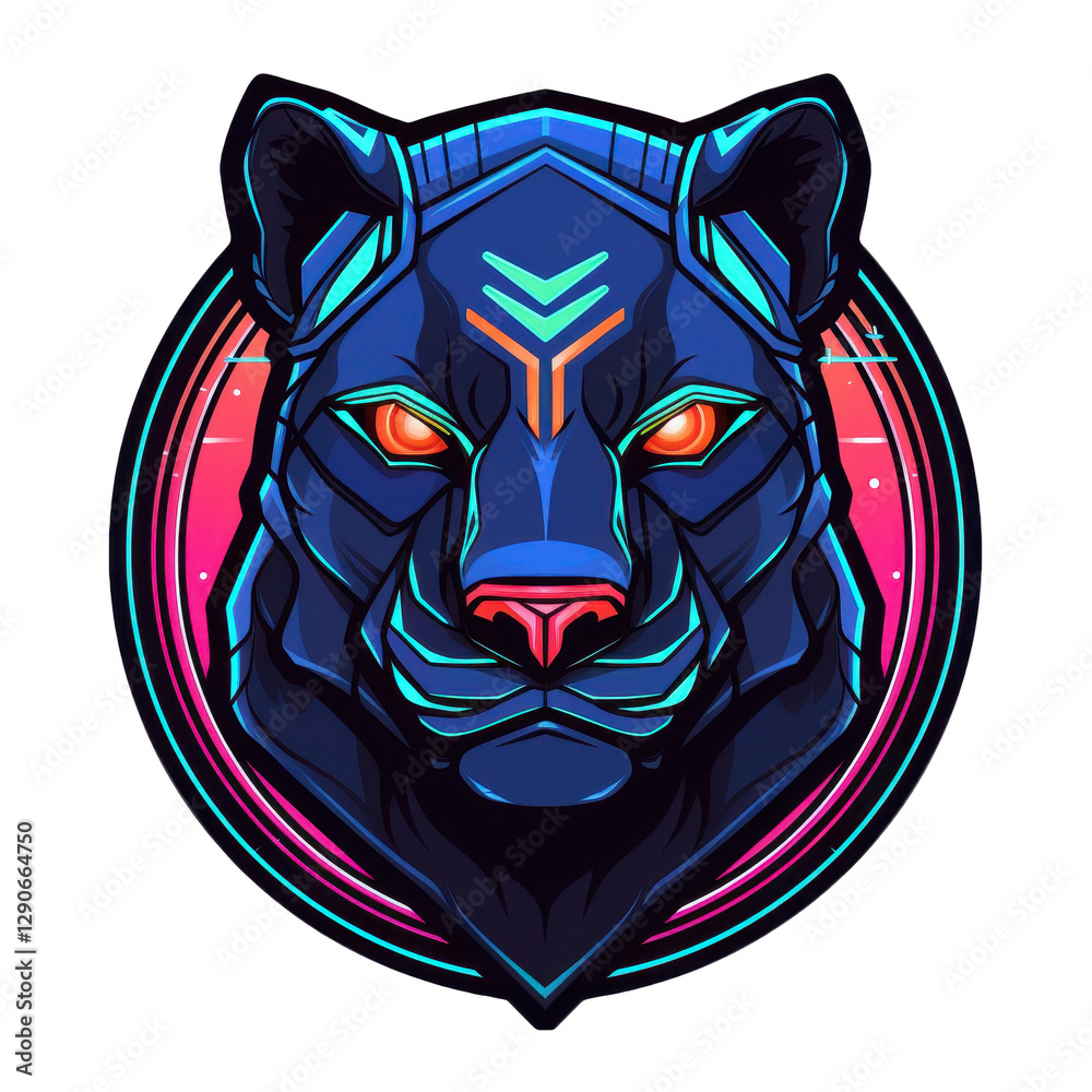 Obraz premium Neon Panther Logo Design - Futuristic Wild Animal Art