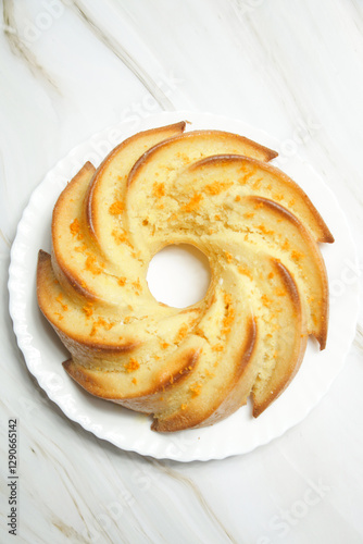 Easy Orange Pound Cake Drizzled with candied sweet orange peel	 photo