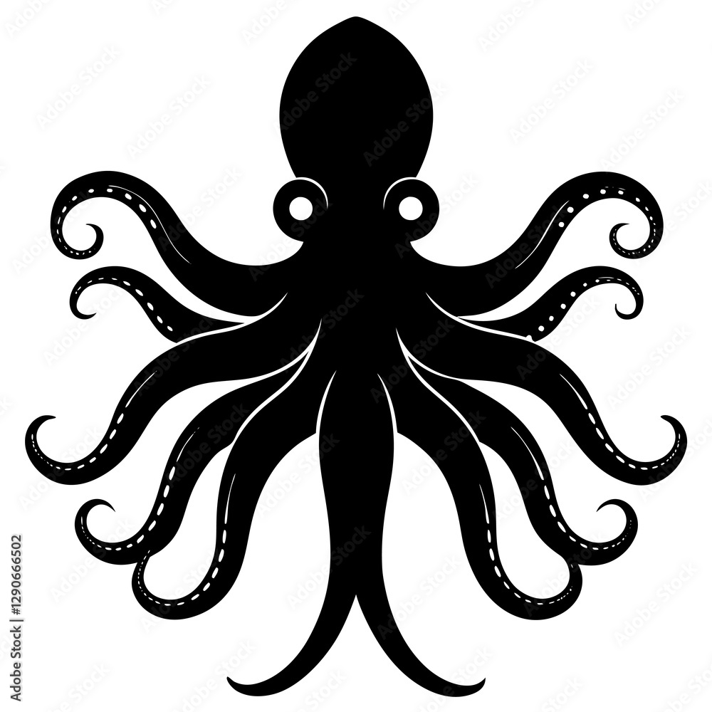 Octopus Silhouette Vector Icon High-Quality Design on White Background.