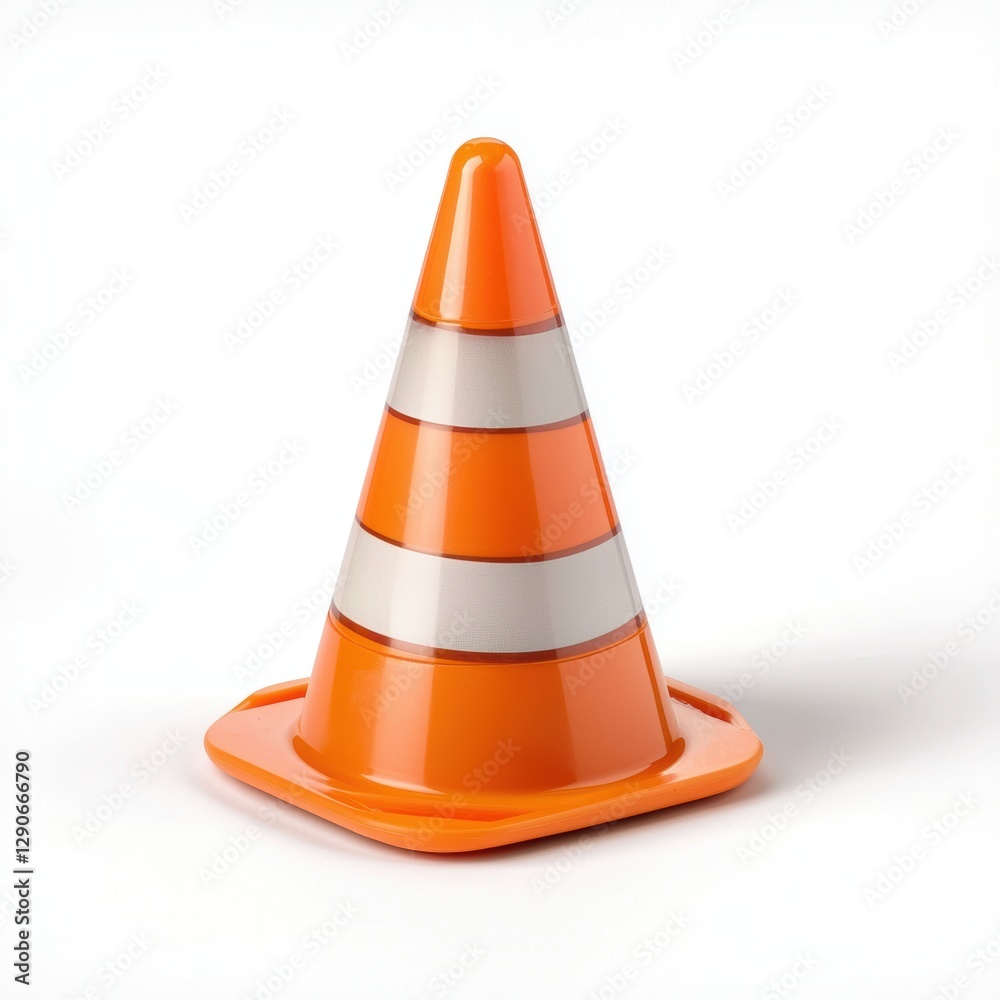 Road work signage engineering Concept. A bright orange traffic cone with reflective stripes, commonly used for directing traffic and indicating construction or roadwork zones. Road work signage engineering Concept. A bright orange traffic cone with reflective stripes, commonly used for directing traffic and indicating construction or roadwork zones.