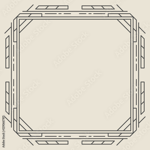 Line geometric frame. Modern decorative curling background.