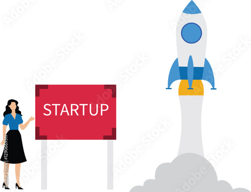 New business project startup and rocket