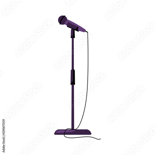 Microphone on stand vector flat icon, concert equipment for singer, musician performance, stand-up show, retro wire mic