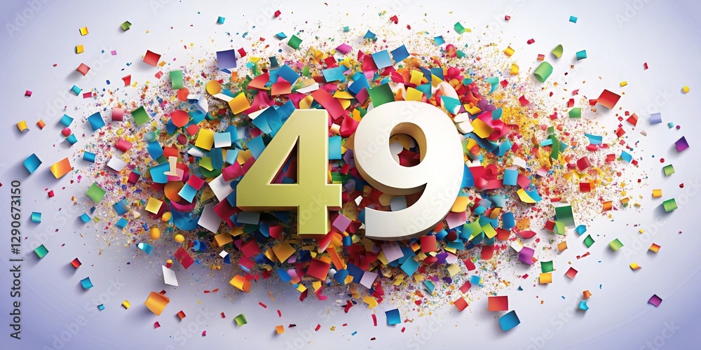 Obraz premium Colorful Paper Confetti Number 49 - 49th Birthday Celebration Vector Illustration