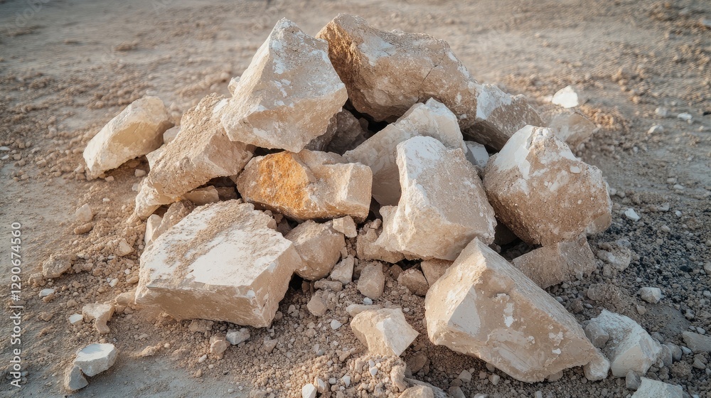 Pile of broken concrete chunks with sharp edges and scattered dust, forming a rugged debris scene. Pile of broken concrete chunks with sharp edges and scattered dust, forming a rugged debris scene.