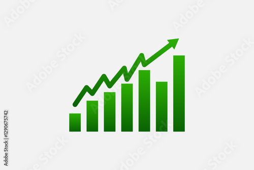 Green Growth Graph arrow Icon upward trend representing business progress success and increasing profits