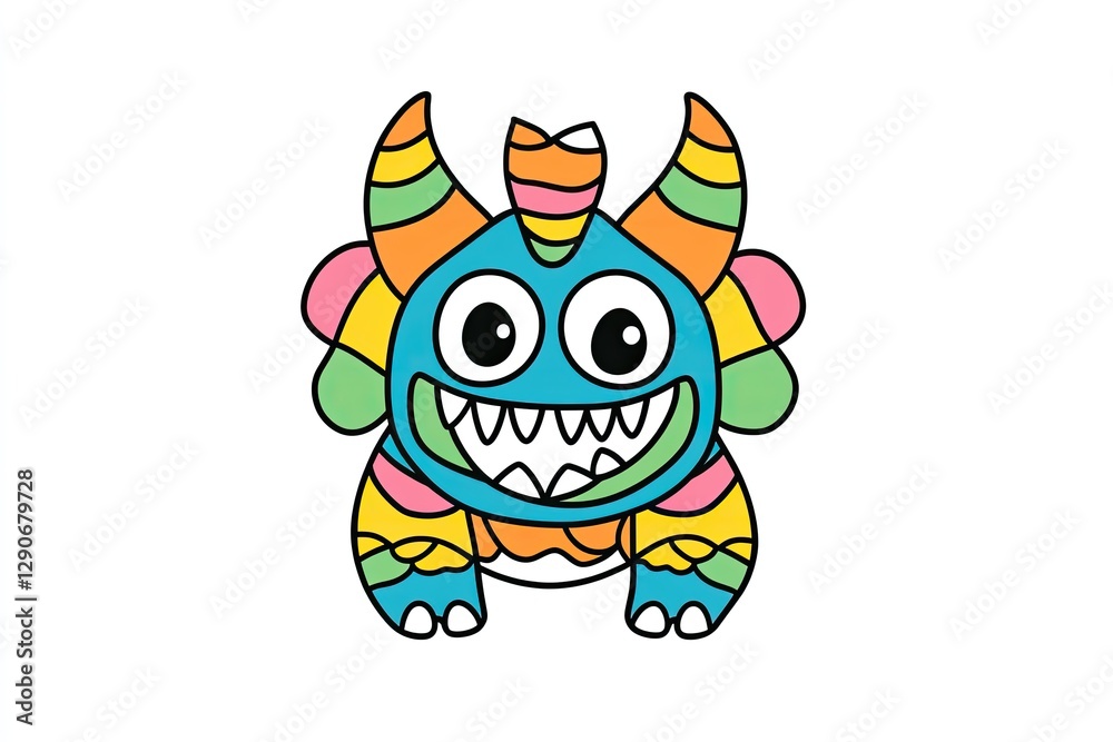 Fototapeta premium Colorful monster character with playful design and exaggerated f