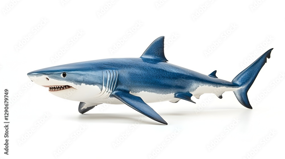 Fototapeta premium Colorful toy shark with a large mouth perfect for playtime and imaginative adventures