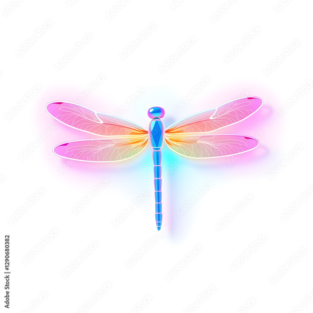 Dragonfly holographic 3D icon. neon symbol vector illustration isolated on white background. Generative AI Dragonfly holographic 3D icon. neon symbol vector illustration isolated on white background. Generative AI