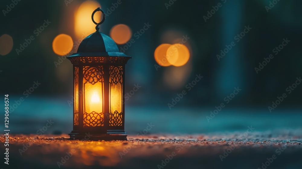 Decorative Lantern Illuminating a Path with Gentle Warm Glow Decorative Lantern Illuminating a Path with Gentle Warm Glow