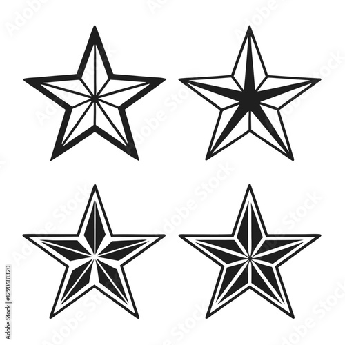 Set of Star Shapes Outline Icons for Design