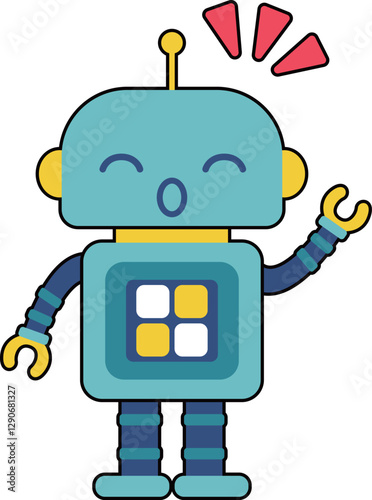 かわいいロボットのキャラクター　注目マーク
