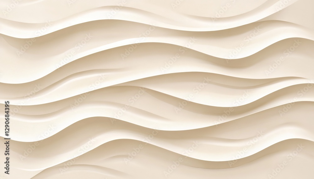 Obraz premium Seamless Ivory, 3D Flowing Wave Texture Pattern Background, Delicate, Gentle, Light, Elegant Design