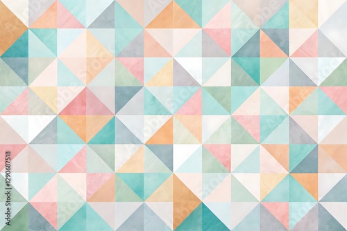 Wallpaper Mural Geometric Pastel Pattern: Triangle Mosaic in Soft Colors Torontodigital.ca