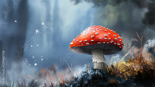 Amanita fly agaric toadstool mushrooms fungus different art style design vector illustration red hat