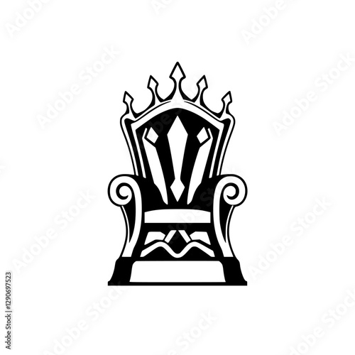 A regal, ornate throne with a crown.