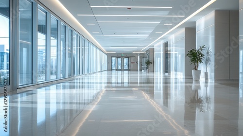 Wallpaper Mural Bright and spacious hospital hallway with glossy floors, creating a welcoming and hygienic environment. Torontodigital.ca