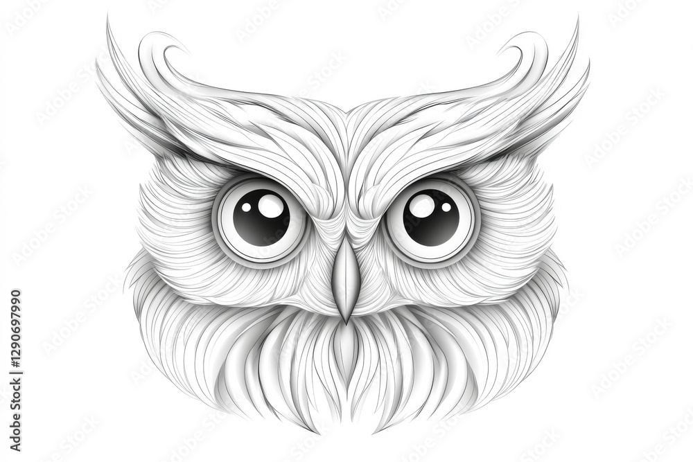 Obraz premium A detailed and stylized illustration of an owl featuring intricate feather patterns.