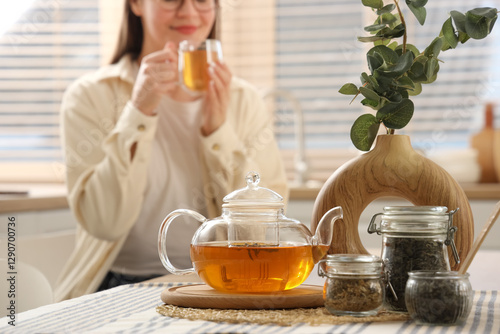 Vase with eucalyptus branch...