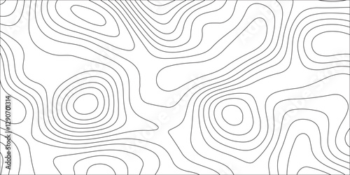 Abstract white contour wave lines topographic background, lines map seamless pattern, modern wallpaper texture and realistic design used for banner and posters, mountain relief geographic pattern.